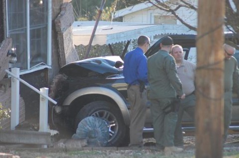 The stolen truck Williams was driving when the chase ended with the vehicle crashing into a house in Piedmont.